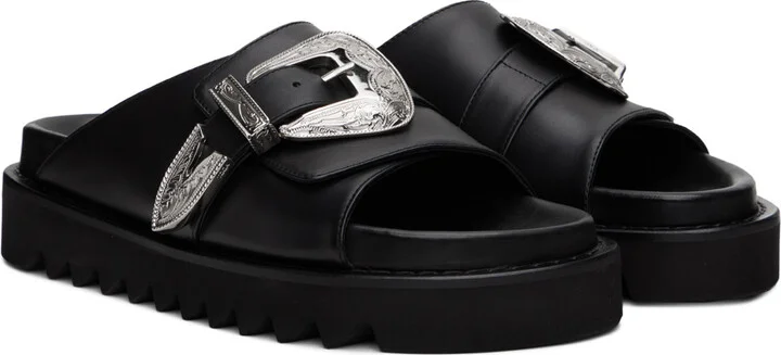 Toga Pulla Black Pin-Buckle Sandals - Image 4