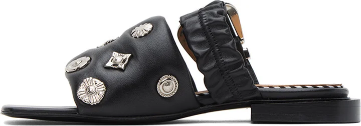Toga Pulla Black Pin-Buckle Sandals - Image 3