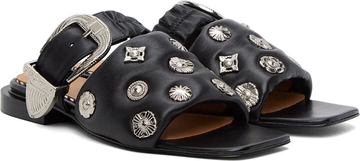 Toga Pulla Black Pin-Buckle Sandals - Image 4