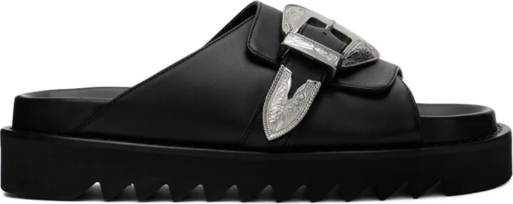 Toga Pulla Black Pin-Buckle Sandals