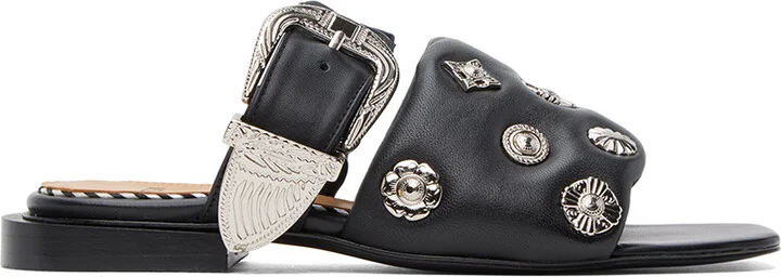 Toga Pulla Black Pin-Buckle Sandals