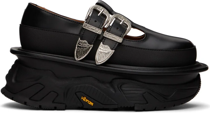 Toga Pulla Black Platform Mary Jane Oxfords