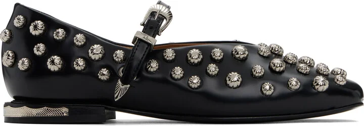 Toga Pulla Black Polido Ballerina Flats