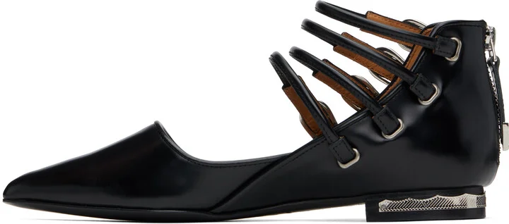 Toga Pulla Black Polido Multi Strap Ballerina Flats - Image 3