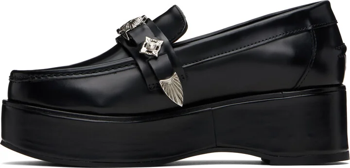 Toga Pulla Black Polido Platform Loafers - Image 3