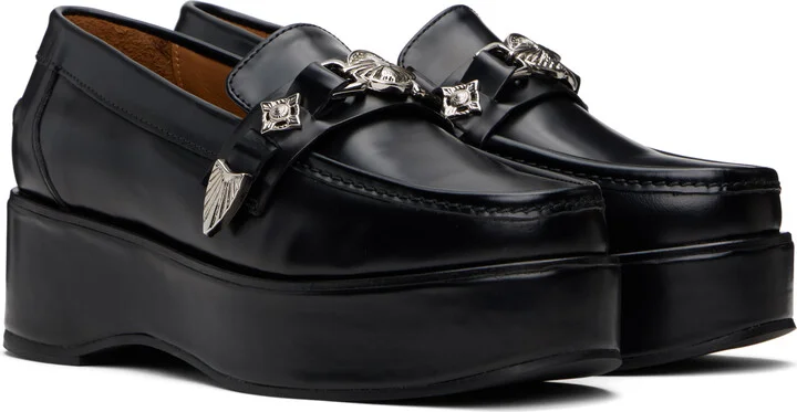Toga Pulla Black Polido Platform Loafers - Image 4