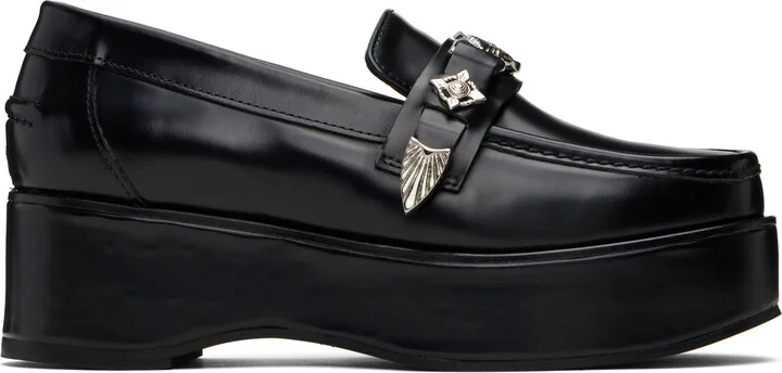 Toga Pulla Black Polido Platform Loafers