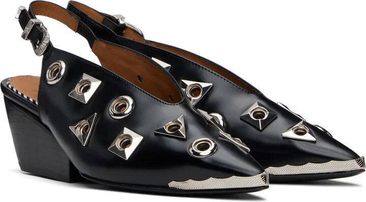 Toga Pulla Black Polido Pointed Heels - Image 4