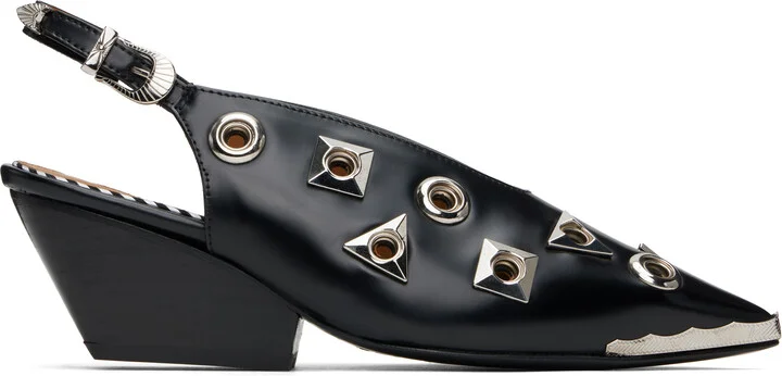 Toga Pulla Black Polido Pointed Heels