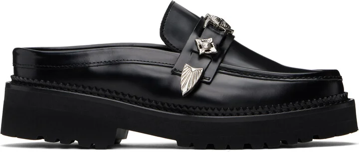 Toga Pulla Black Polido Slip-on Loafers