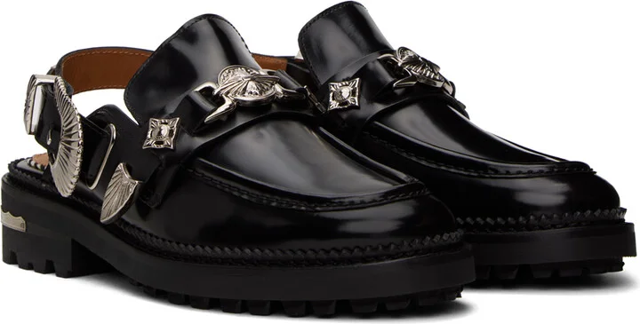 Toga Pulla Black Polished Loafers - Image 4