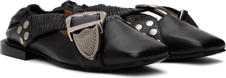 Toga Pulla Black Studded Ballerina Flats - Image 4