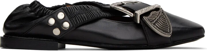 Toga Pulla Black Studded Ballerina Flats