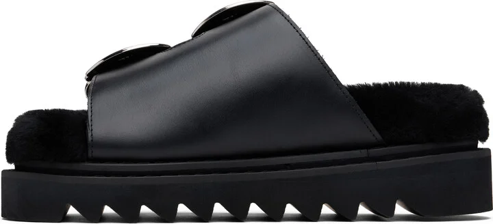Toga Pulla Black Teddy Double Strap Buckled Sandals - Image 3