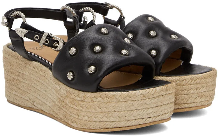 Toga Pulla Black Wedge Sandals - Image 4
