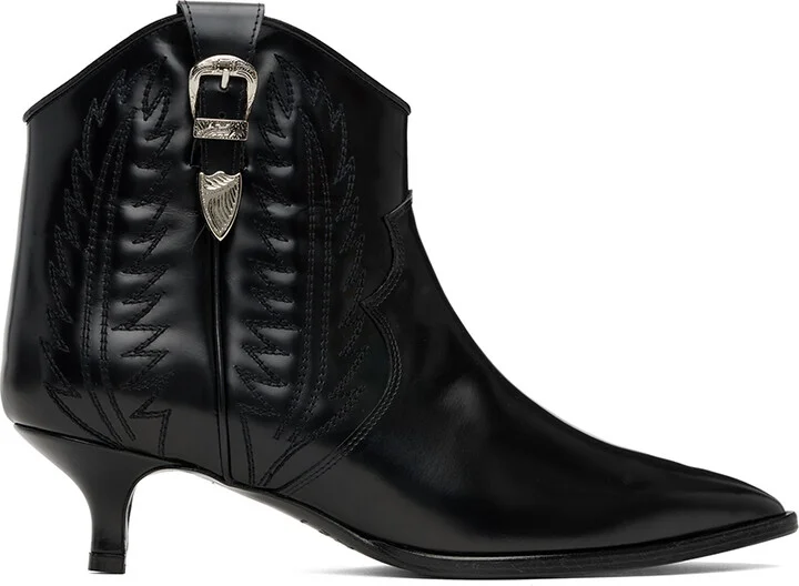 Toga Pulla Black Western Heeled Boots