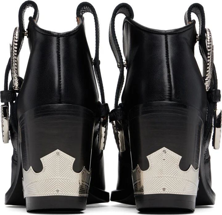 Toga Pulla Black Western Style Ankle Boots - Image 2