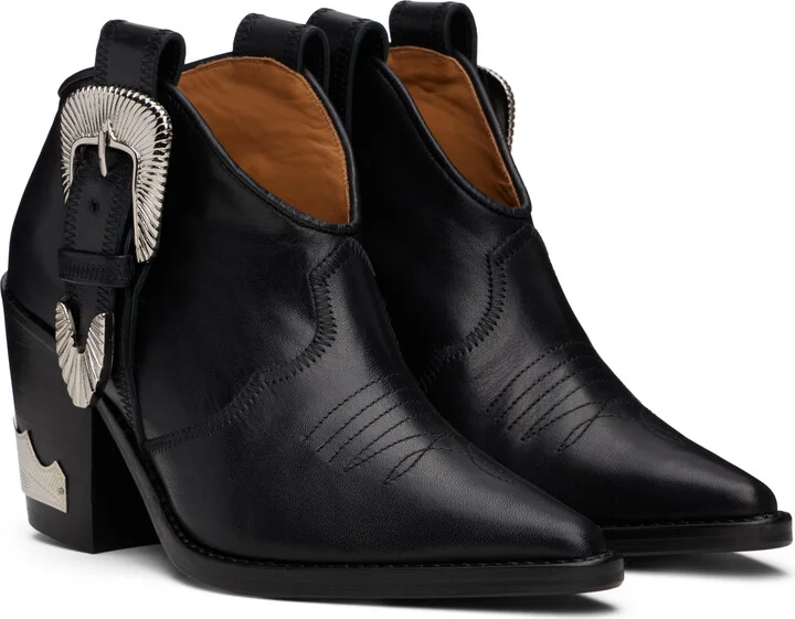 Toga Pulla Black Western Style Ankle Boots - Image 4