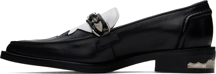Toga Pulla Black & White Heel Detail Loafers - Image 3