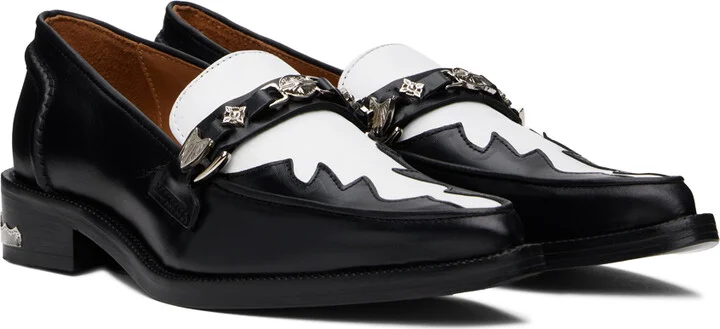 Toga Pulla Black & White Heel Detail Loafers - Image 4