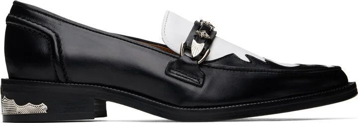 Toga Pulla Black & White Heel Detail Loafers