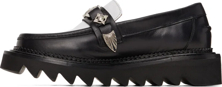 Toga Pulla Black & White Leather Loafers - Image 3