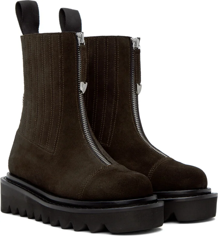 Toga Pulla Brown Zipper Boots - Image 4