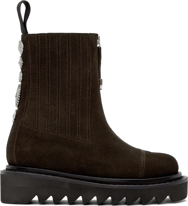 Toga Pulla Brown Zipper Boots