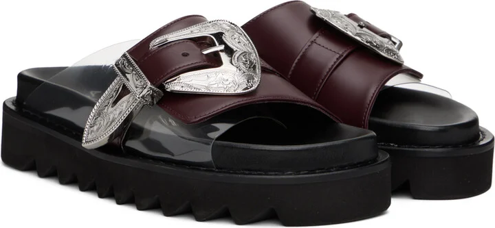 Toga Pulla Burgundy Buckle Sandals - Image 4