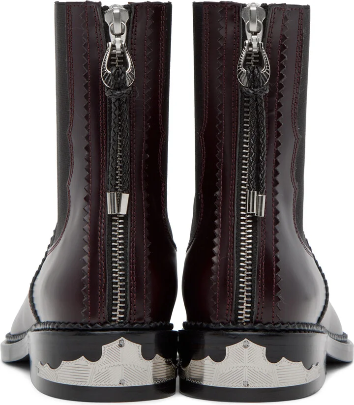 Toga Pulla Burgundy Embellished Boots - Image 2