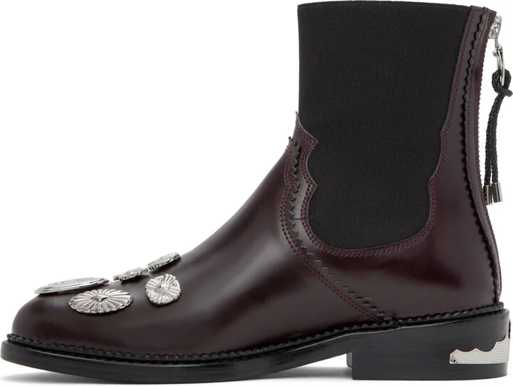 Toga Pulla Burgundy Embellished Boots - Image 3