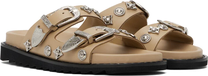 Toga Pulla SSENSE Exclusive Beige Buckle Sandals - Image 4
