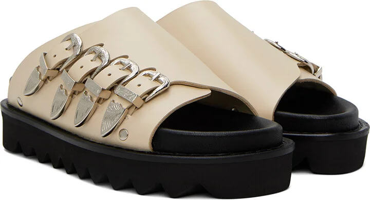 Toga Pulla SSENSE Exclusive Beige Buckle Sandals - Image 4