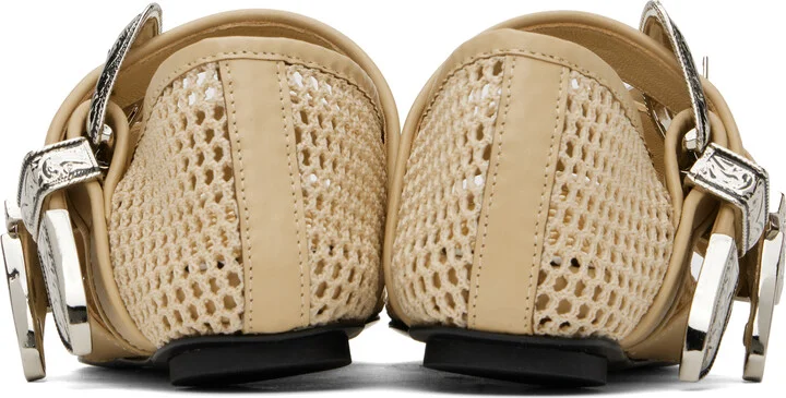 Toga Pulla SSENSE Exclusive Beige Crochet Net Jet Ballerina Flats - Image 2