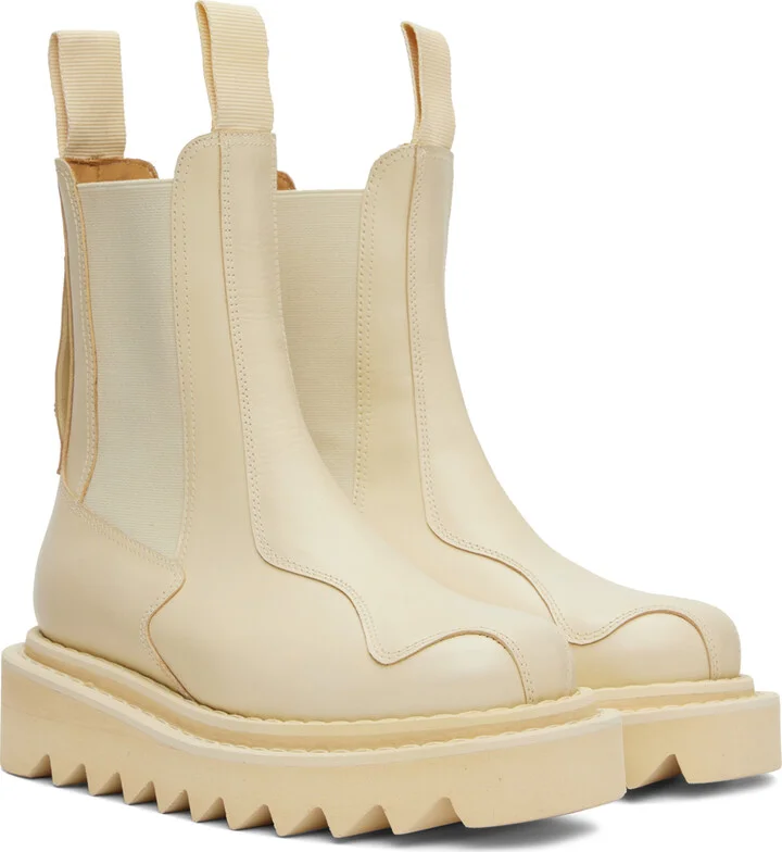 Toga Pulla SSENSE Exclusive Beige Platform Chelsea Boots - Image 4