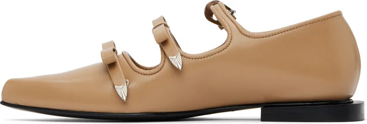 Toga Pulla SSENSE Exclusive Beige Pointed Toe Ballerina Flats - Image 3