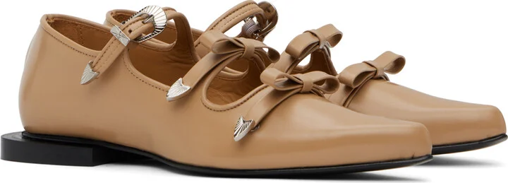 Toga Pulla SSENSE Exclusive Beige Pointed Toe Ballerina Flats - Image 4