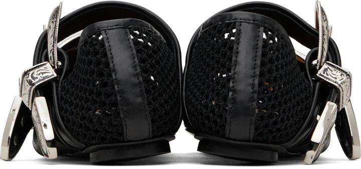 Toga Pulla SSENSE Exclusive Black Crochet Net Jet Ballerina Flats - Image 2
