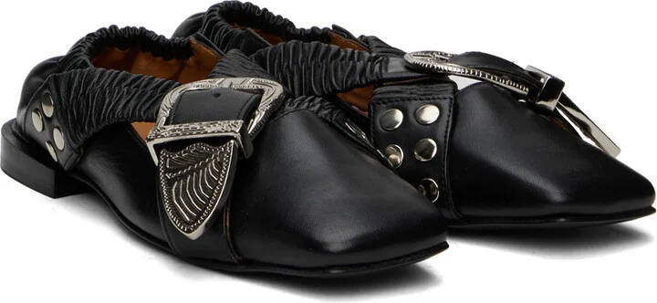 Toga Pulla SSENSE Exclusive Black Cross Strap Ballerina Flats - Image 4