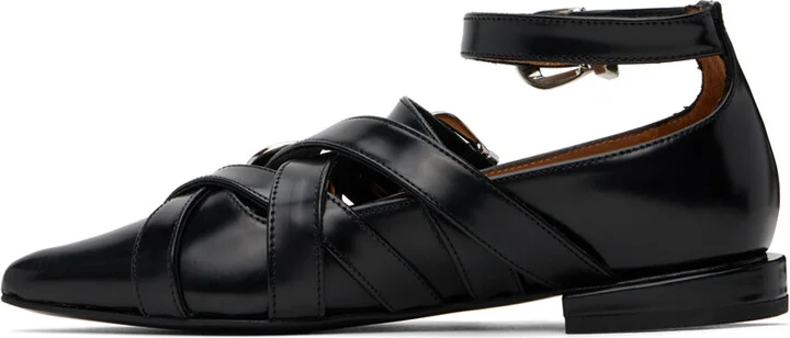Toga Pulla SSENSE Exclusive Black Cross Strap Ballerina Flats - Image 3