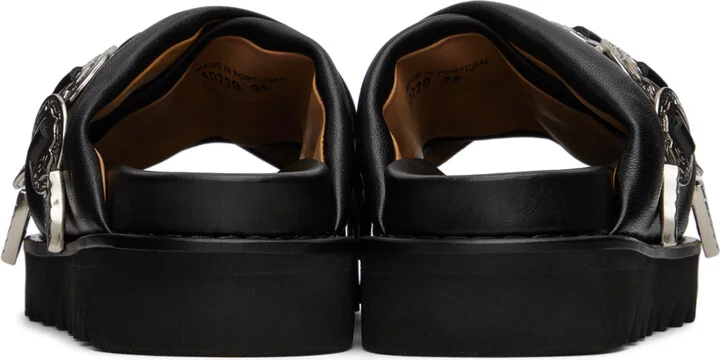 Toga Pulla SSENSE Exclusive Black Cross Strap Flat Sandals - Image 2