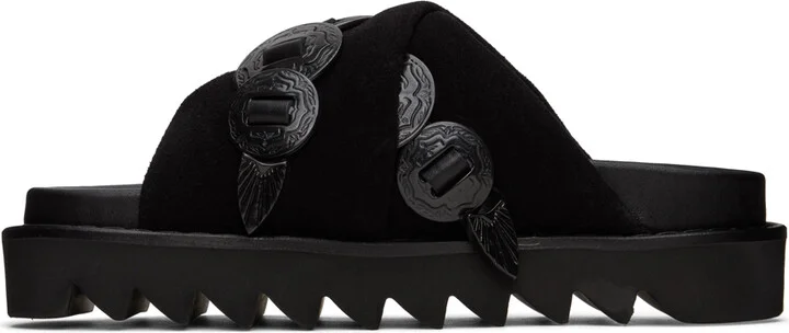 Toga Pulla SSENSE Exclusive Black Cross Strap Sandals - Image 3
