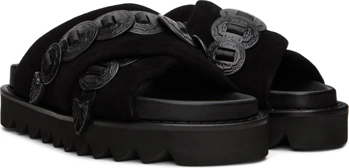 Toga Pulla SSENSE Exclusive Black Cross Strap Sandals - Image 4