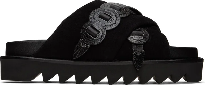 Toga Pulla SSENSE Exclusive Black Cross Strap Sandals