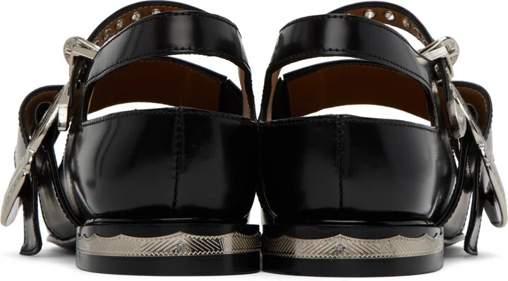 Toga Pulla SSENSE Exclusive Black Embellished Buckle Ballerina Flats - Image 2
