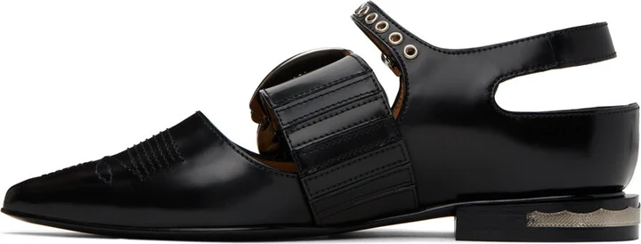 Toga Pulla SSENSE Exclusive Black Embellished Buckle Ballerina Flats - Image 3