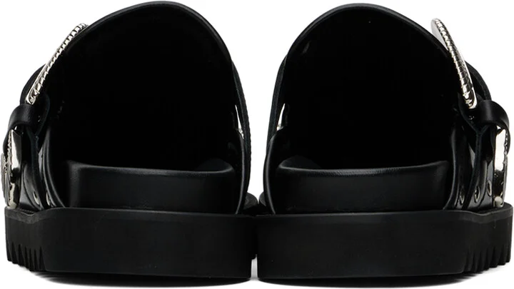 Toga Pulla SSENSE Exclusive Black Eyelet Metal Sabot Loafers - Image 2