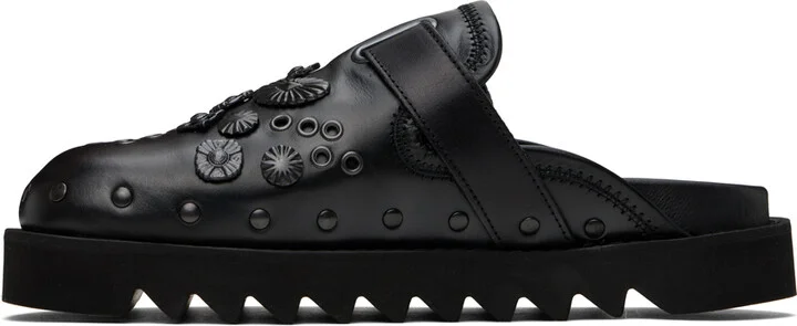 Toga Pulla SSENSE Exclusive Black Eyelet Metal Sabot Loafers - Image 3