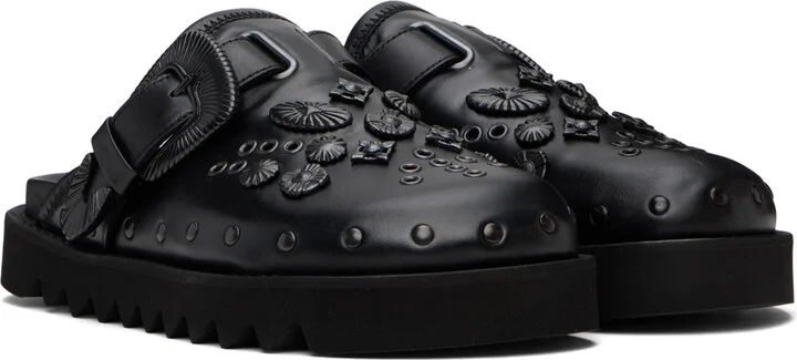 Toga Pulla SSENSE Exclusive Black Eyelet Metal Sabot Loafers - Image 4