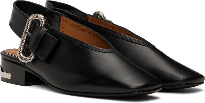 Toga Pulla SSENSE Exclusive Black Leather Flats - Image 4